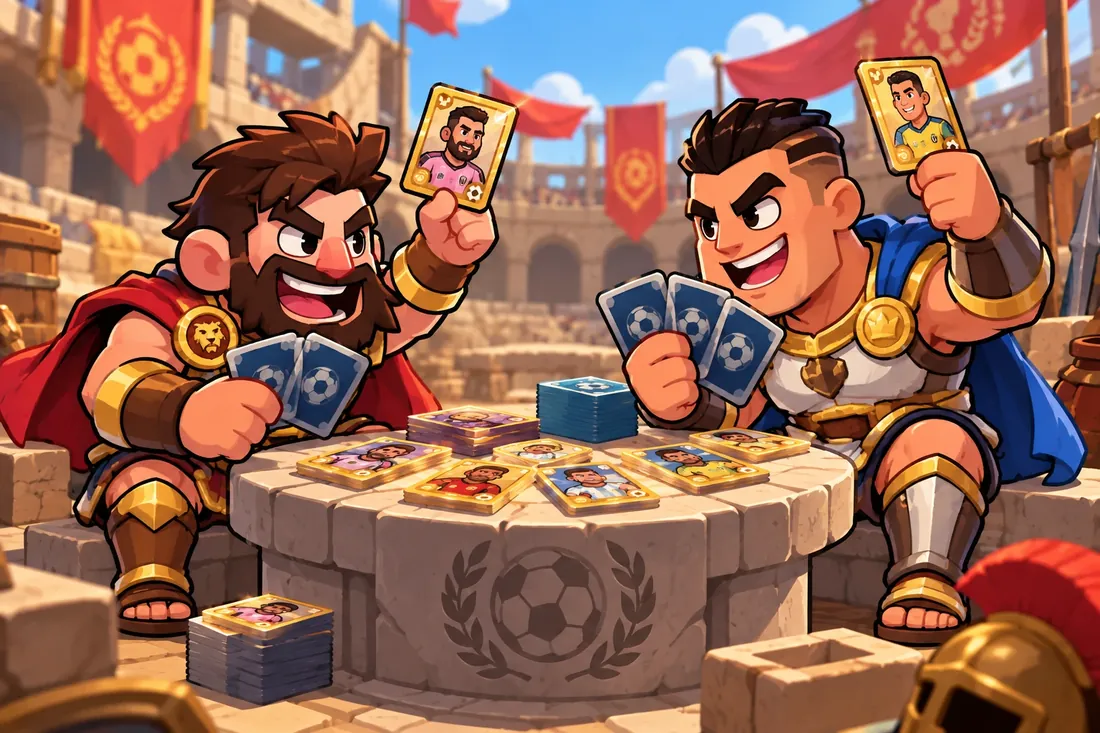Two gladiator footballers show off gold cards
